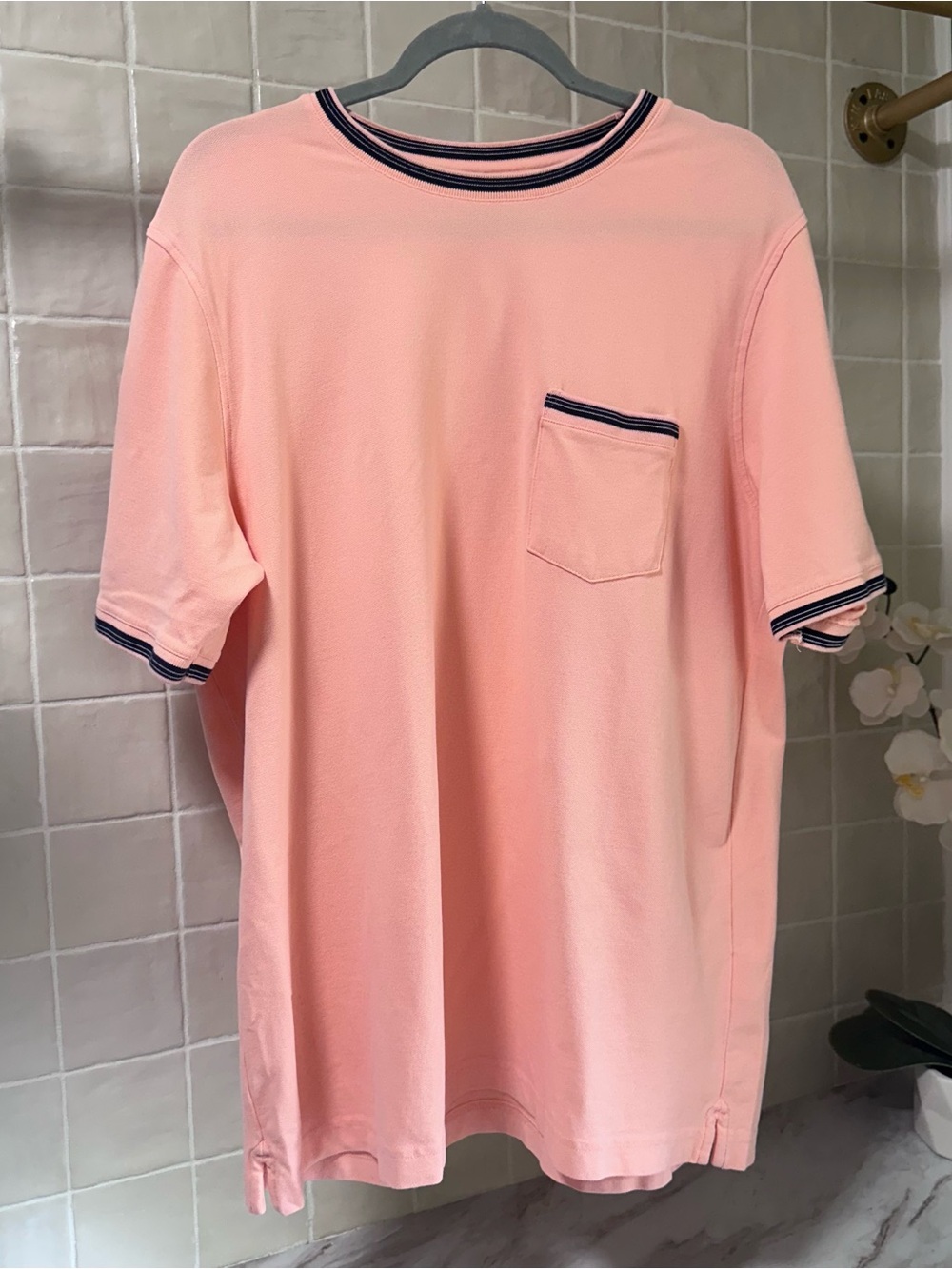 Lands End Peach/Coral Polo Shirt - Soft Cotton Blend - XL